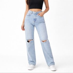 Princess‎ Polly Light/Acid Wash Highrise Distress Holland Boyfriend Jeans (2)